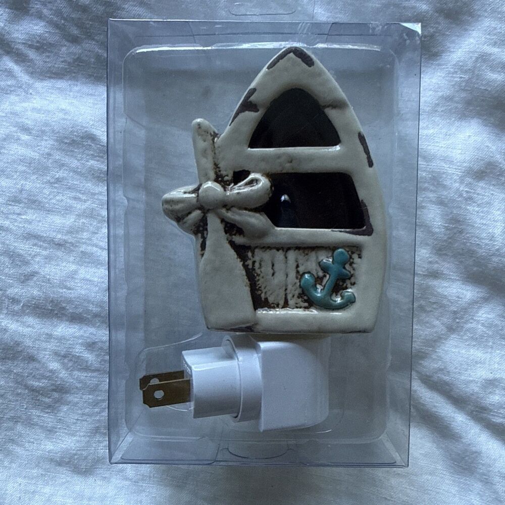 Kirkland’s Ceramic Sailboat Night Light Nautical Coastal Anchor NEW NOS